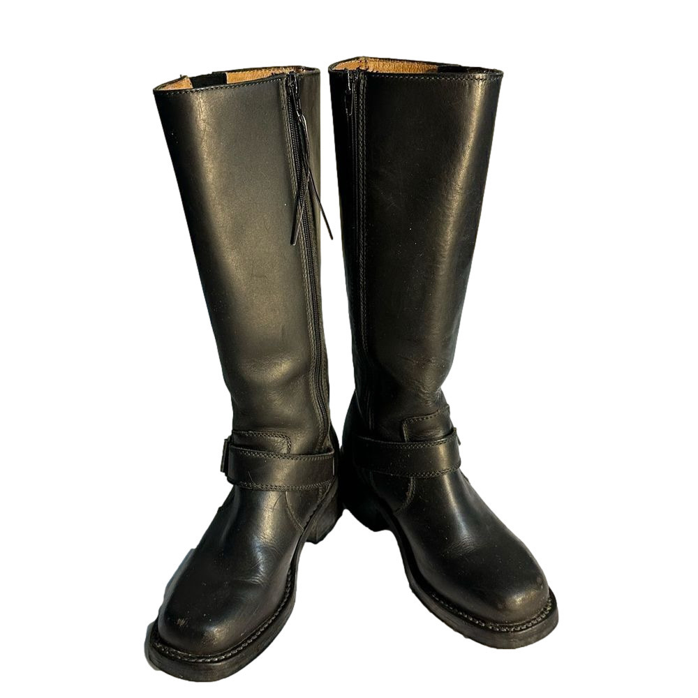 FRYE Black Leather Riding Boots Size 5.5 B with Zipper